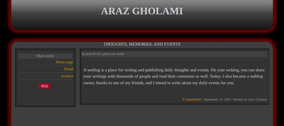 My First Blog Screenshot