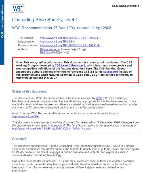 CSS history illustration from W3C