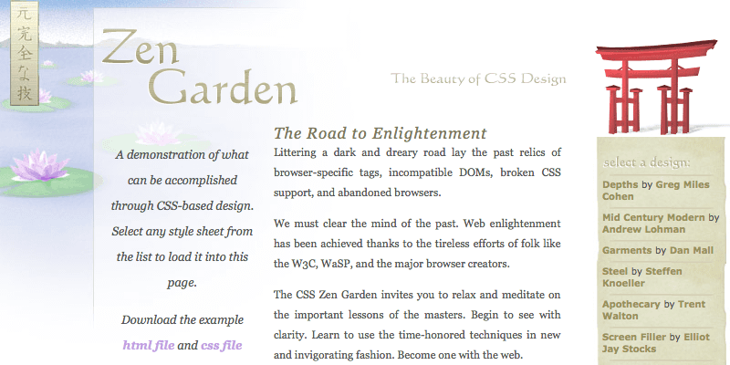 CSS Zen Garden design example